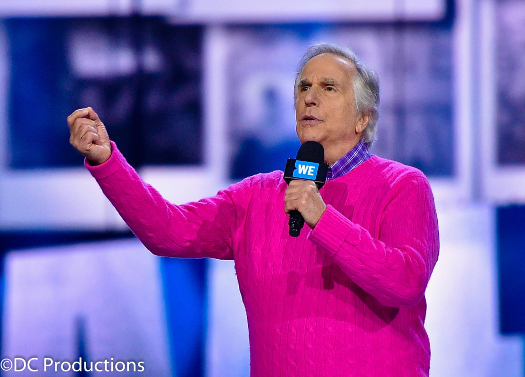 "INGLEWOOD, CA - APRIL 07: Actor Henry Winkler speaks onstage at WE Day California 2016 at The Forum on April 7, 2016 in Inglewood, California. (Photo by Mike Windle/Getty Images for WE Day )"