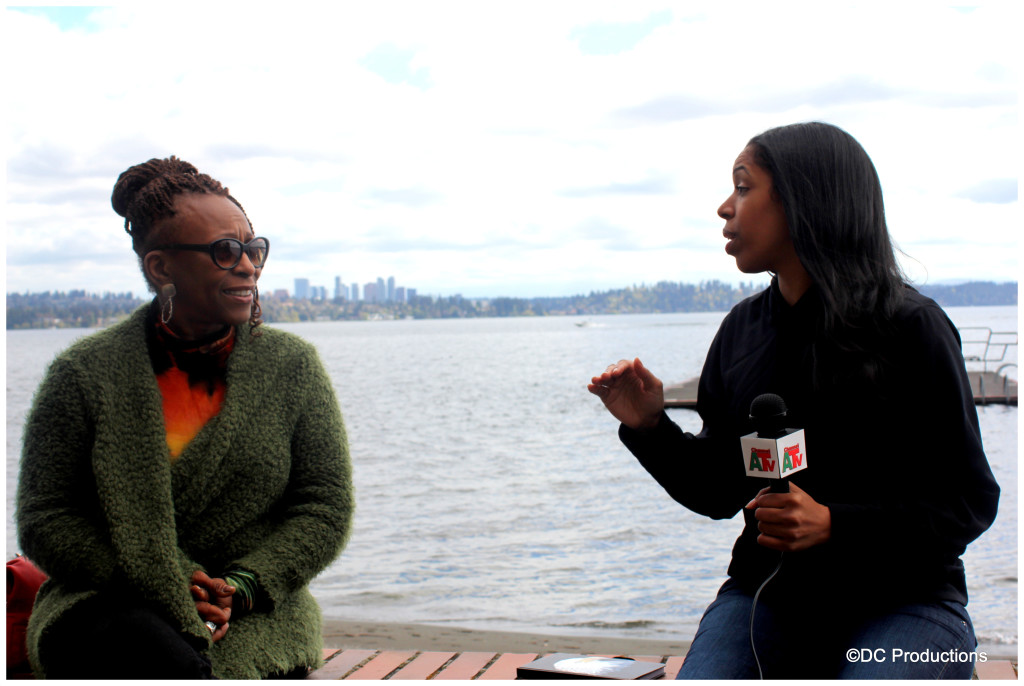 Vivian Phillips (left) talks to Crystal Brown about her role with the Seattle Theatre Group and the many ways they work in the community.