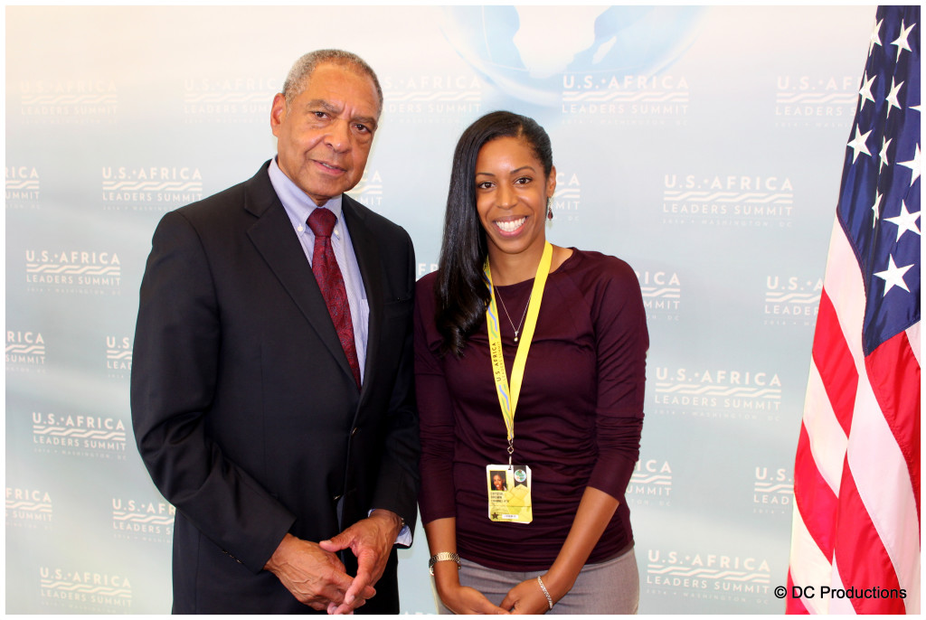 U.S Ambassador George E. Moose with Channel A TV's Crystal Brown